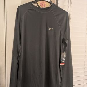Speedo Men’s Long Sleeve Rash Guard Swim Shirt UPF 50+ Sun Protection – Size M